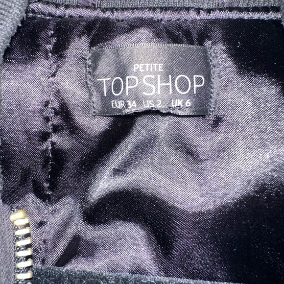 Topshop Women’s Bomber Jacket Black Sz 2 Petite - Picture 3 of 3